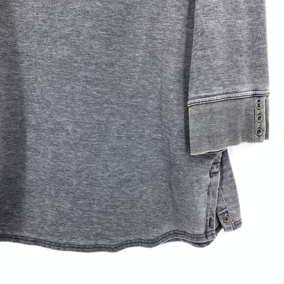 Jane + Delancey Womens Gray Mineral Wash V-Stitch Tunic Sweatshirt XL 3/4 Sleeve - Picture 4 of 6